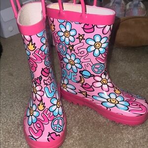 Chatties Pink Peace & Love Rain Boots